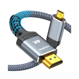 Highwings 4K Micro HDMI to HDMI Cable 10 FT, Micro Male to HDMI Male Cable Nylon Braided Cord Adapter 2.0 4K@60HZ 2K@165HZ 18Gbps Compatible with Laptop Camera Monitor HDMI to Micro HDMI Grey