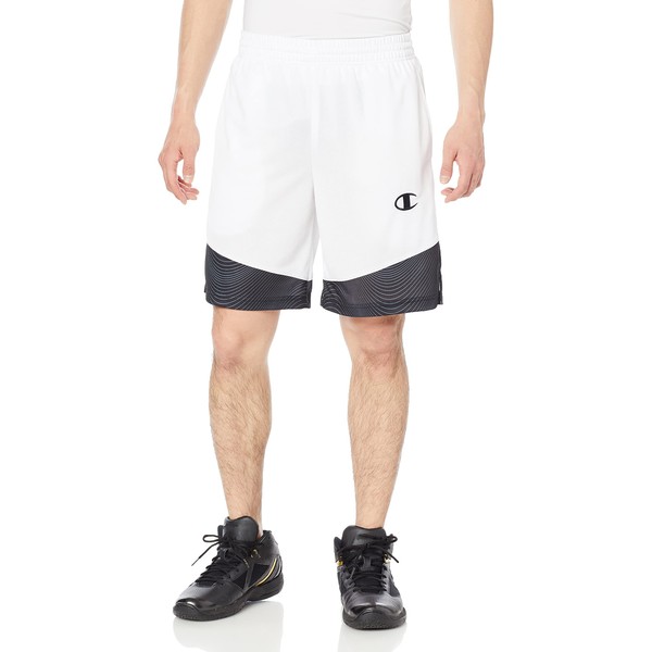 Champion E-Motion C3-TB522 Men's Half Pants, Quick Drying, One Point Logo, Practice Pants, Basketball, white