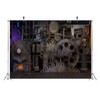 BELECO 7x5ft Fabric Antique Steampunk Backdrop Mechanical Metal Gears Clock