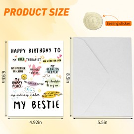 Birthday Card for Bestie, Funny Birthday Cards for Women Friend, Birthday Card for Friend Female with Envelope