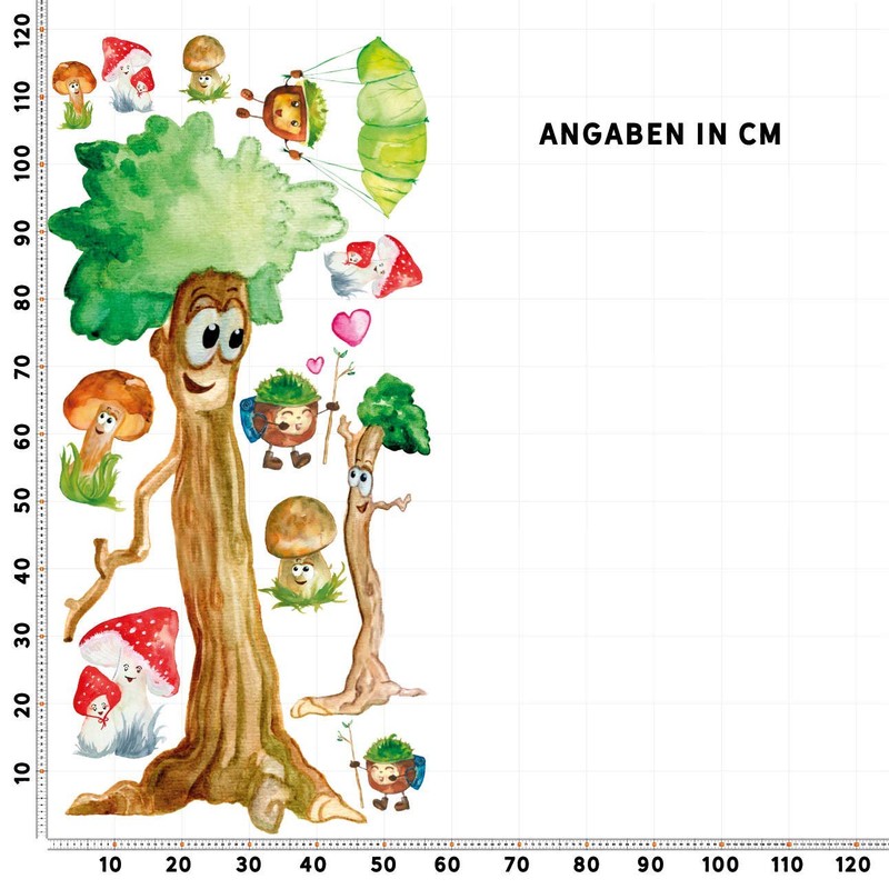 Sunnywall Wall Sticker Autumn Mushroom Chestnut Tree Set for Children