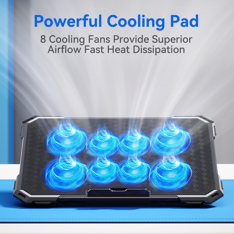 ICE COOREL Laptop Cooling Pad with 8 Cooling Fans, Cooling
