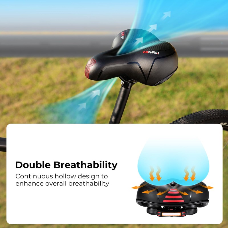 YOUNGDO Ultra Comfortable Bike Saddle, Ergonomic Design, Hollow Design, Double