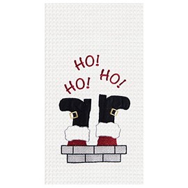 Ho Ho Ho Santa Going Down Chimney Christmas Holiday Kitchen Towel 27 Inches