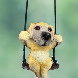 Cute Cool Swinging Golden Retriever Auto Rearview Mirrors Pendant Charm Car Hanging Mirror Accessories Car Decoration Accessories Car Decor Gifts for Women Men (Yellow)