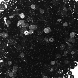 4mm Flat Sequins ~ Black ~ Loose Paillettes Sequins for Embroidery, Applique, Arts, Crafts, and embe