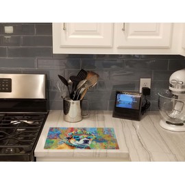 Caroline's Treasures DAC2450LCB Akita Hippie Dawg Glass Cutting Board Large Decorative Tempered Glass Kitchen Cutting and Serving Board Large Size Chopping Board