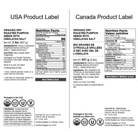 Food to Live Organic Dry Roasted Pumpkin Seed Kernels with Himalayan Salt, 2 Pounds Non-GMO, Oven Roasted Whole Pepitas, No Oil Added, Shelled, Vegan, Kosher, Bulk