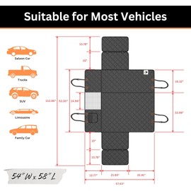 Dog Car Seat Cover, 100% Waterproof, 6 Layer Waterproof Fabric, PVC Mesh, Non-Slip Rubber Backing