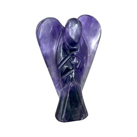 Amethyst Angel Statue – 2" Beautiful Gemstone Guardian Angel – Natural Crystal Angel – Hand-Carved Angel Charms for Protection, Love, Peace, and Positive Energy – Angel Figurines