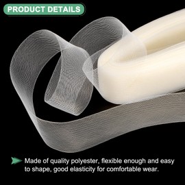 M METERXITY Stiff Horsehair Braid 2 Inch Wide 50 Yards Soft Polyester Horsehair Braid Roll for Wedding Dress/Dance Formal Dress Accessories/Skirt Boning Sewing Shaping [Bright White]