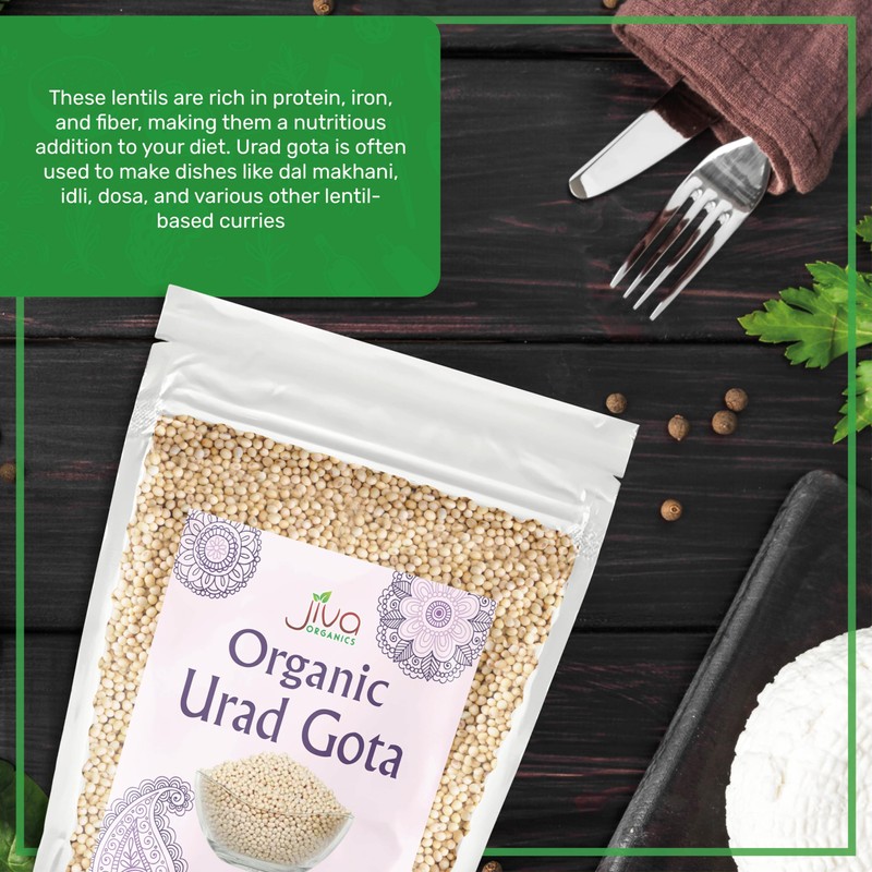 Jiva Organic Urad Gota 2 LB Bag (Whole Urid White)