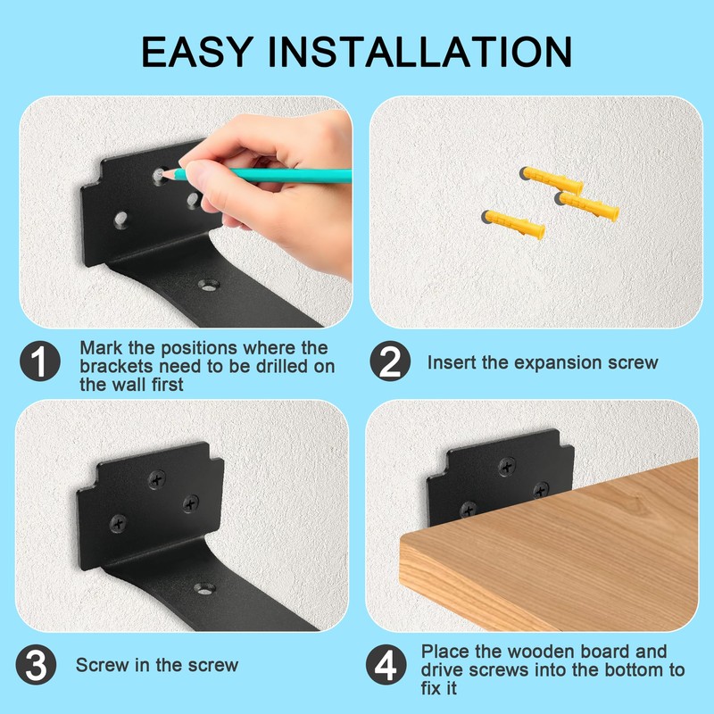 Redunest Floating Shelf Brackets,6 Pack Heavy Duty L Brackets for