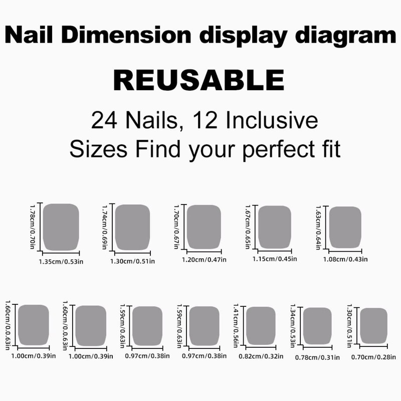 JUSTOTRY 24 Pcs Grey Solid Short False Nails Square Pattern,Glossy