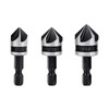 3 PCS 1/4 Inch Hex Shank, 5 Flute 90 Degree