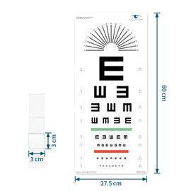 UCanSee E Eye Chart Visual Acuity Chart with Astigmatism Dial for Eye Exams 20 Feet (11x24 Inches)
