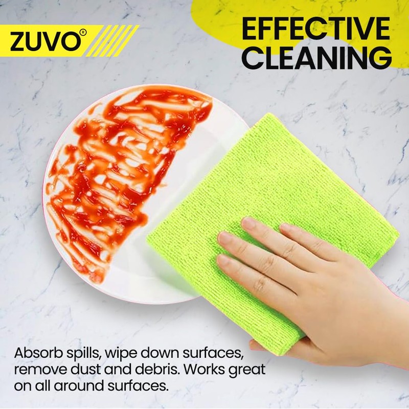 Zuvo Microfibre Cloth For Car(12-Pack)- Ultra Soft, Scratch Free, Highly