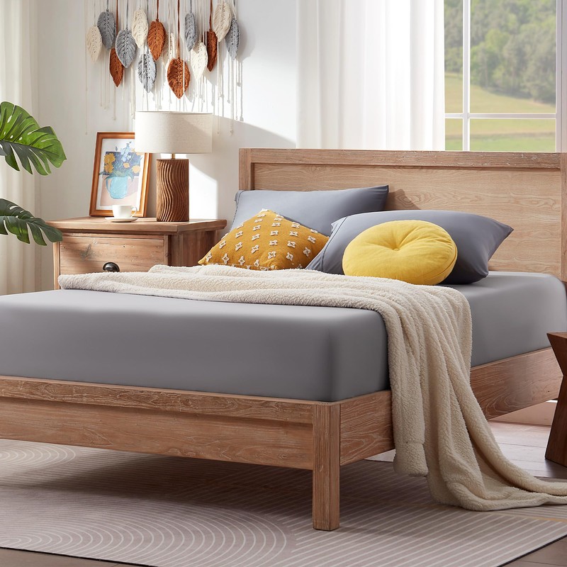 Sonive Fitted Sheet Breathable Bed Sheets 100% Polyester, 30cm Large