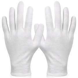 Paxcoo 6 pares de guantes de algodón blancos XL para hidratación de manos secas, cosméticos, tratamiento de eccema, spa de manos e inspección de joyas