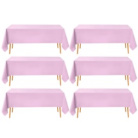 Aocoz Rectangular Tablecloths 90x132 Inch 6 Pack Pink Polyester Table Cloths for Dining Table Banquets Buffet Parties and Wedding