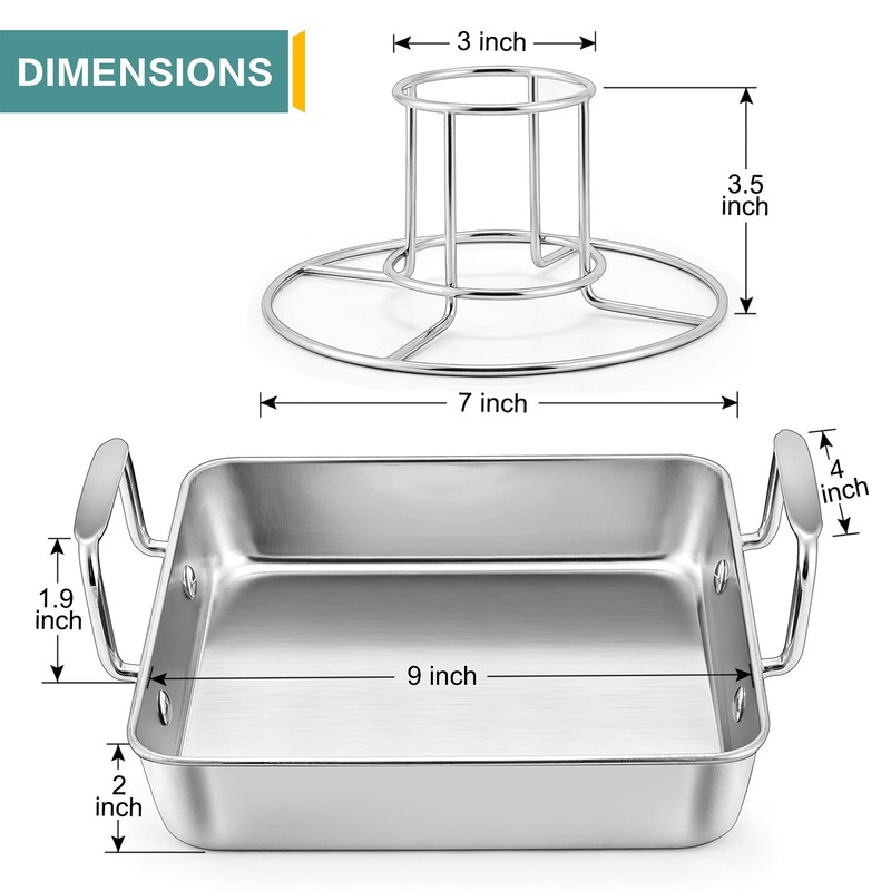 P&P CHEF Beer Can Chicken Holder with Roasting Pan Set,