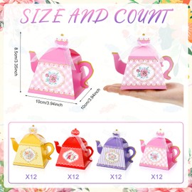 Qilery 72 Pcs Tea Party Favor Boxes Vintage Teapot Candy Boxes Floral Teapot Gift Supplies for Baby Shower Birthday Garden Wedding Decoration(Bright Color)