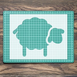 Sheep Farm Home Stencil: Mylar Airbrush Wall Art Painting Crafts - 190 Micron-A6 Stencil - Design Size (65mm 85mm)