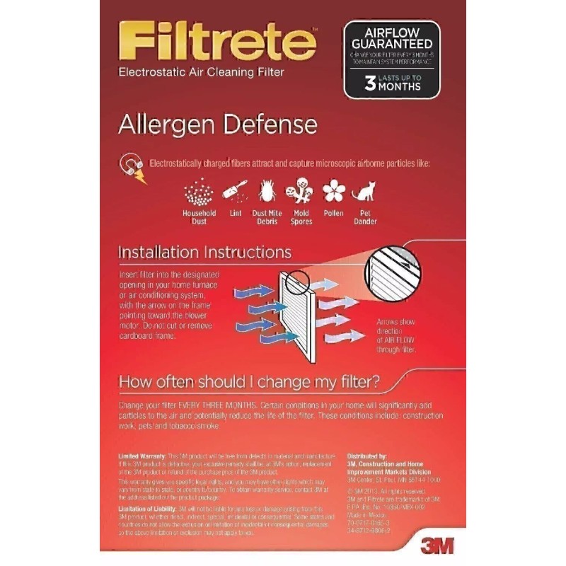 Filtrete AD01-6PK-1E MPR 1000 16x25x1 AC Furnace, Micro Allergen Defense,...