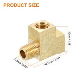 sourcing map Brass Tee Pipe Fitting, 1/4" NPT 3 Way T-Connector Fitting Coupler Adapter for Gas Transport Connect Pipelines, 2 Pcs
