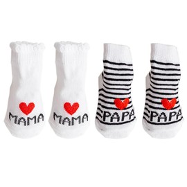 ZOKJSW Baby Cotton Socks Sweet Socks I Love Mom + I Love Dad Newborn Toddler Boys Girls Little Socks (2 Pairs), White