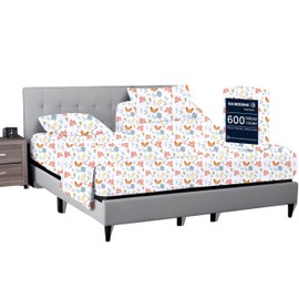 SGI bedding 32" Queen Split Top Flex Head Sheet 100% Egyptian Cotton Sheet Set - 600 Thread Count Flex Top Sheet Adjustable Bed - 4 Piece Sheet Set 15" Deep Pocket Sleep Number Bed - Rain Forest