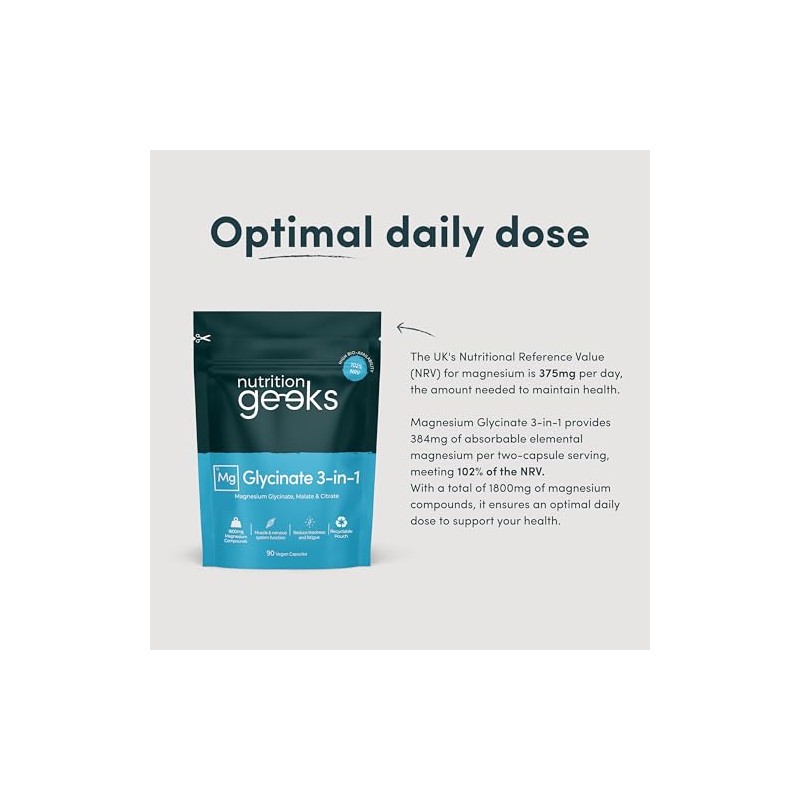 Magnesium Glycinate 3-in-1 Complex - 1800mg Supplements as Bisglycinate, Citrate