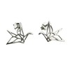Sterling Silver Origami Crane Bird Stud Earrings, Posts with Butterfly