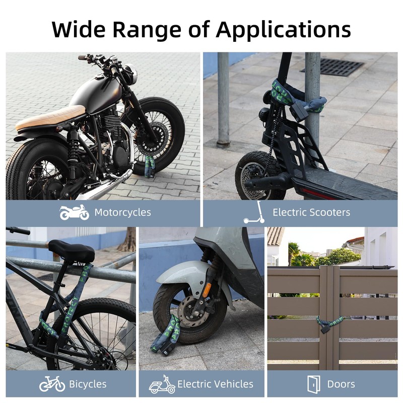 Bike Chain Lock with Alarm, 4 ft E Scooter Lock
