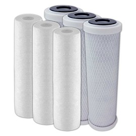 Replacement Filter Set with 3 Sediment and 3 Carbon Filters 10" X 2.5" (6 Pack)