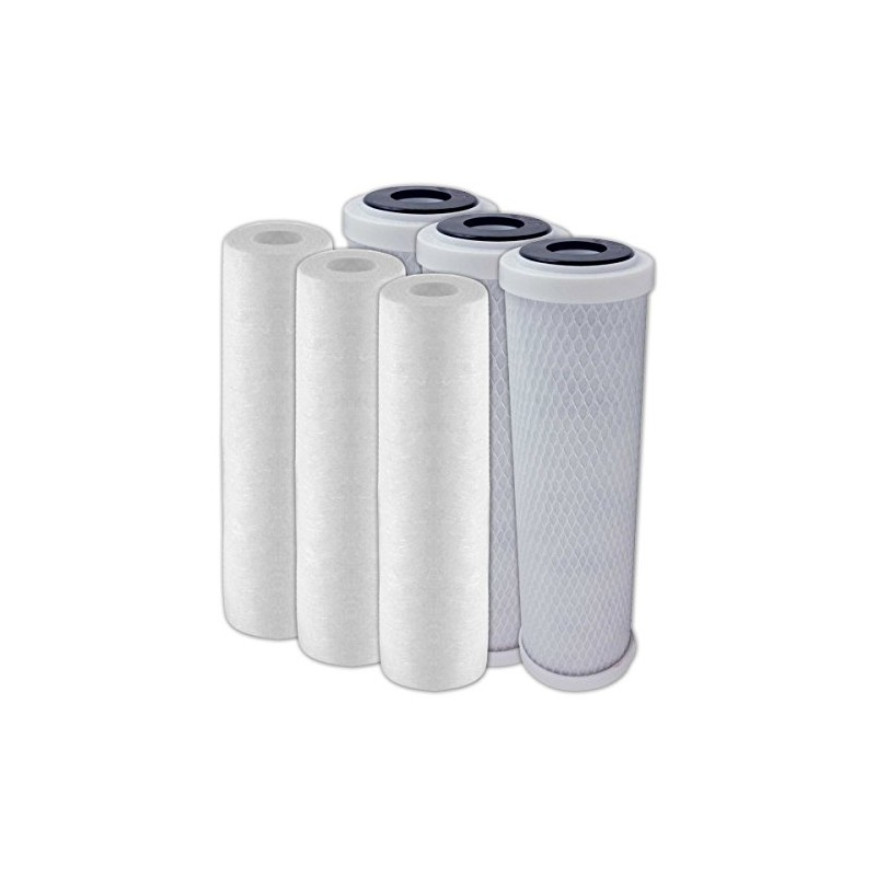 Replacement Filter Set with 3 Sediment and 3 Carbon Filters