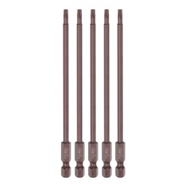 sourcing map Pack of 5 T15 Torx Bit 1/4 Inch Hex Shank 6 Inch Length Magnetic Security Star Screwdriver Power Tool, Red