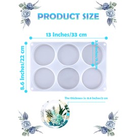 Resin Coaster Molds,6 Cavity Resin Molds Silicone Extra Deep Round Coaster Molds for Epoxy Resin,Resin Molds for Flowers Preservation,Art Casting,Cups Mats,DIY Crafts