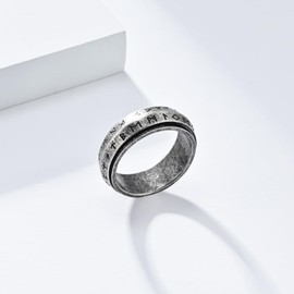 Mens Stainless Steel Norse Viking Spinner Fidget Rings For Men Women,Black/Gold/Retro Silver Viking Runes Amulet Signet Carved Biker Band Anxiety Ring For Men,Man Punk Motorcycle Ring Jewelry, Metal,