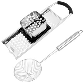 QWORK Stainless Steel Spaetzle Maker Set with Comfort Grip Handle and Spider Strainer