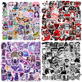 200PCS Aesthetic Gothic Stickers, Cool Vinyl Waterproof Dark Romance Thriller Horror Skull Stickers for Laptop Phone Water Bottle