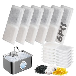 LINGDOK 6 Pack Dog Water Fountain Filters & Replacement Pre-Filter Sponges Set, 4-Layers Pet Fountain Filter Replacement, Cat Water Filter for 7L/236 oZ/1.8G Stainless Steel Pet Drink Dispenser