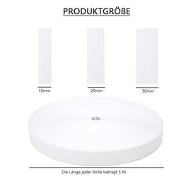 YUTOU Pack of 3 Elastic Bands White 10 mm 20 mm 30 mm Wide 15 m Elastic Band for Sewing Elastic Band for Household DIY Crafts