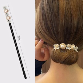 CALLYSONIC Pack of 2 Bun Maker, Magic Hair Bun, Bun Pillow, Pearl Flowers Hair Bun Maker, Braiding Aid Hair, Hair Accessories for Women, Bun Aid, Hairstyles Accessories for Children Girls Women