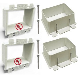 iMBAPrice BE2-2 2-Gang White Electrical Box Extender, UL Listed, 2-Pack – Extends Setback Metal or Non-Metallic Electrical Boxes for Power Outlets, Switches & Receptacles
