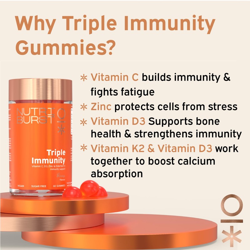 Nutriburst Triple Immunity Multipack - Liposomal Vitamin C (100mg), D3