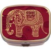 Henna Elephant Brass Rectangle Pill Box