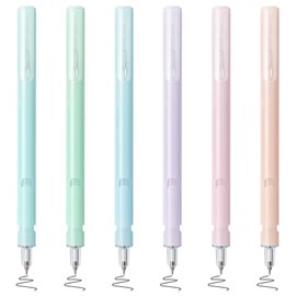 BAYTORY 6Pcs Pull-up Gel Pens, 0.5mm Fine Point Smooth Writing Pens No Smear & Smudge, Quick-dry, Black Ink Pen Smooth Writing for Journaling Notetaking (Pastel)