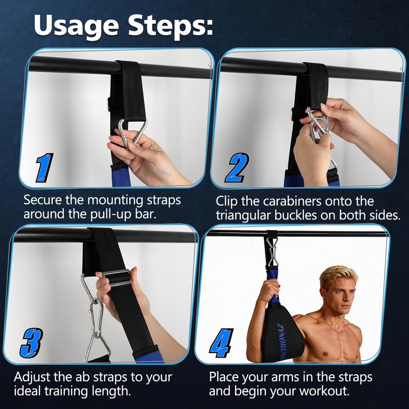 Adjustable Hanging Ab Straps with Soft Padded & D-Ring for