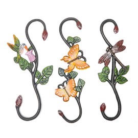LFWATAXY 3PCS Cast Iron Plant S Hangers, Decorative S Hook Outdoor Heavy Duty Ceiling Decorative Flower Hanging Baskets Plant Extenders Garden Window S-Hooks for Hanging